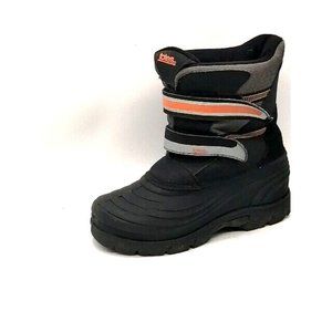 Totes Womens Snow Boots Black Leather Ankle Fleece Lined Pull On‎ Hook Loop 5